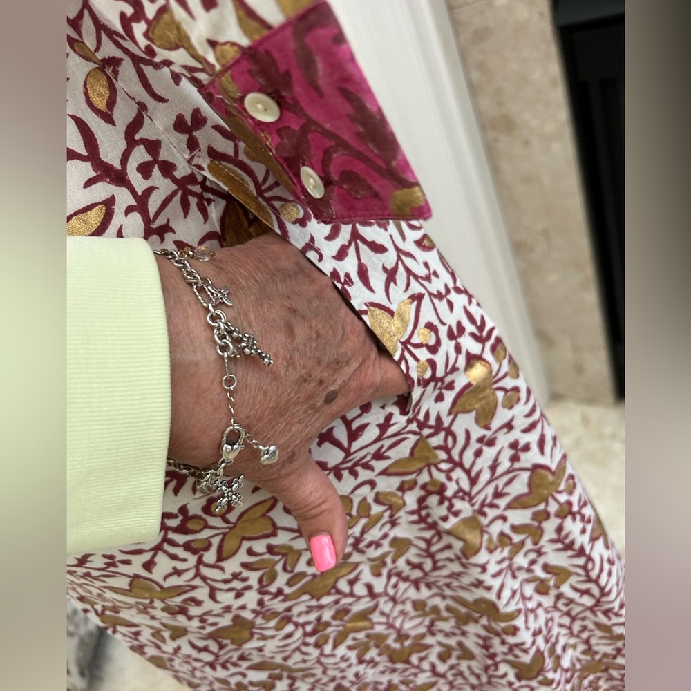 Oliphant Maxi In Marchesa Wine, Gold Foil Cotton Shirt Dress - Picture 10 of 14